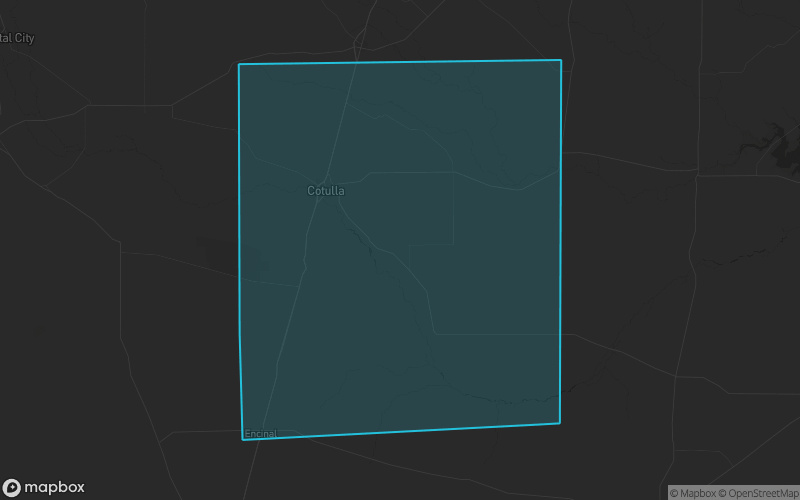 Map of La Salle County, Texas showing the county boundary and surrounding cities