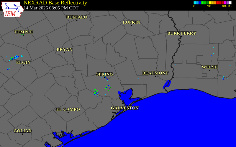 Radar snapshot during the Mar 14, 2026 hail event near 3 SSE Plum Grove, Liberty County, Texas, with NWS warning polygons