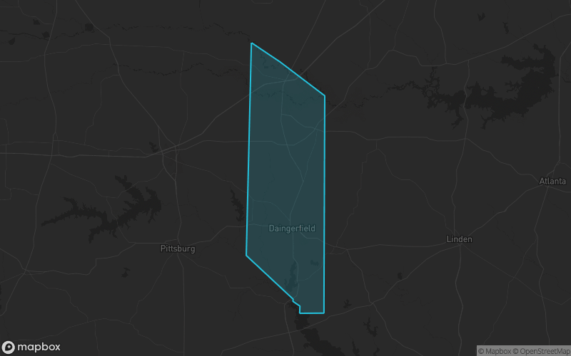 Map of Morris County, Texas showing the county boundary and surrounding cities