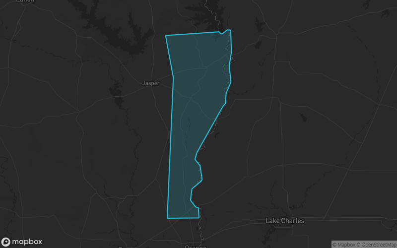 Map of Newton County, Texas showing the county boundary and surrounding cities