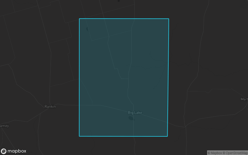 Map of Reagan County, Texas showing the county boundary and surrounding cities