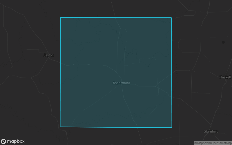 Map of Stonewall County, Texas showing the county boundary and surrounding cities