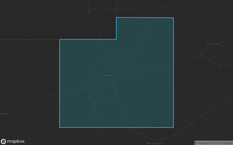 Map of Winkler County, Texas showing the county boundary and surrounding cities