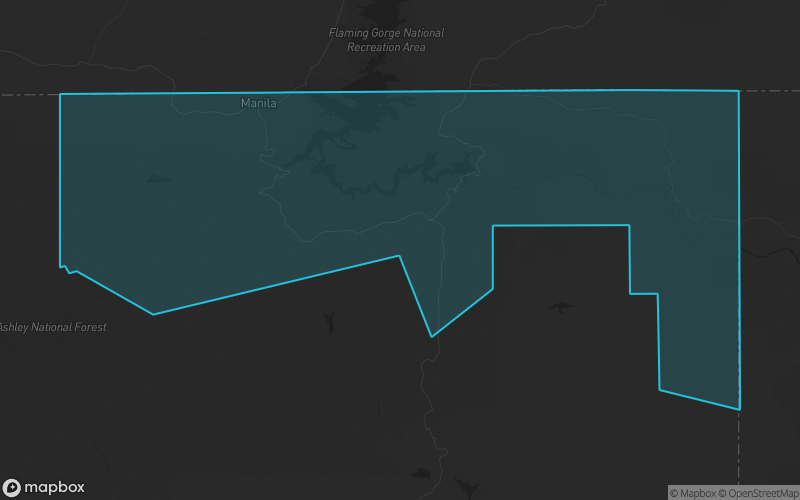Map of Daggett County, Utah showing the county boundary and surrounding cities