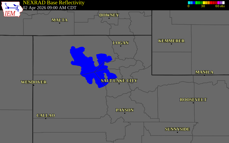 Radar snapshot during the Jul 28, 2026 wind event near 6 SW Syracuse, Davis County, Utah, with NWS warning polygons