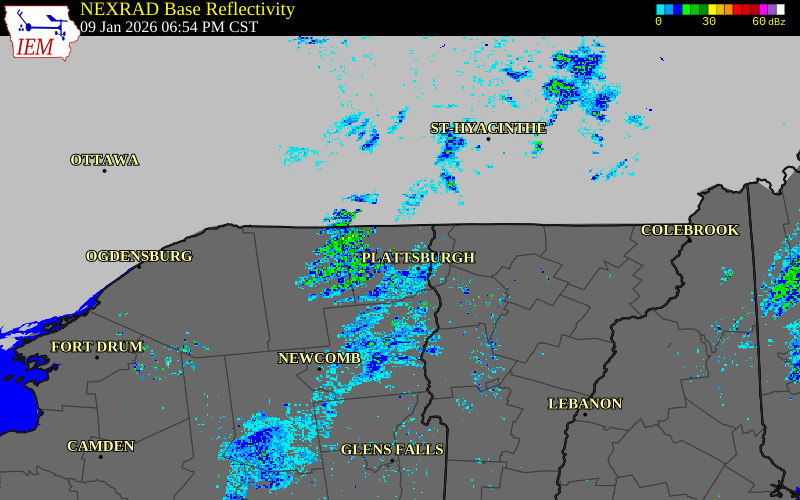 Radar snapshot during the Jan 9, 2026 wind event near Franklin County, Franklin County, Vermont, with NWS warning polygons