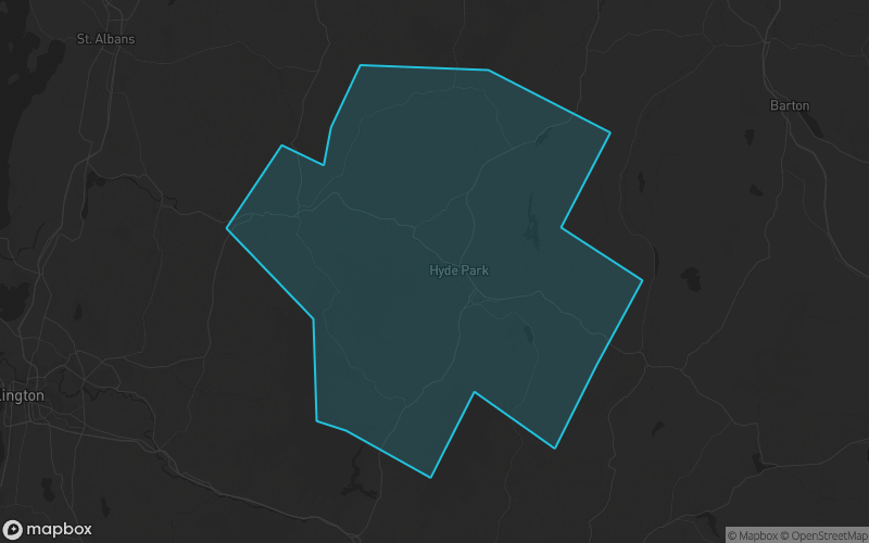 Map of Lamoille County, Vermont showing the county boundary and surrounding cities