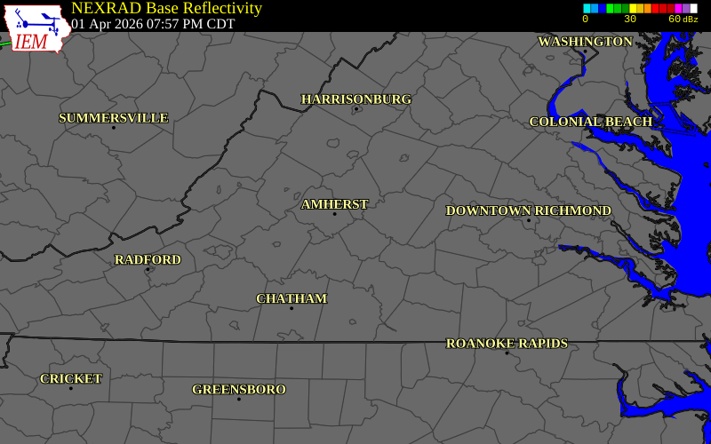 Radar snapshot during the Apr 1, 2026 hail event near Appomattox County, Appomattox County, Virginia, with NWS warning polygons
