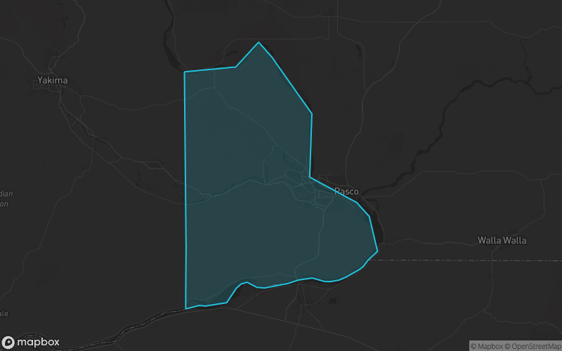 Map of Benton County, Washington showing the county boundary and surrounding cities
