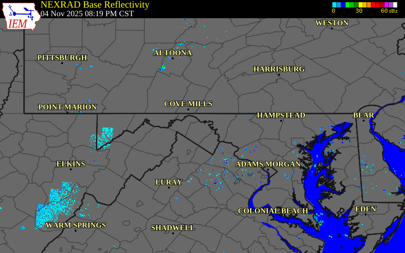 Radar snapshot during the Mar 20, 2026 hail event near Berkeley County, Berkeley County, West Virginia, with NWS warning polygons