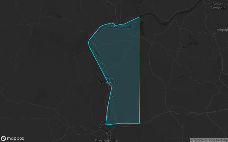 Map of Hancock County, West Virginia showing the county boundary and surrounding cities