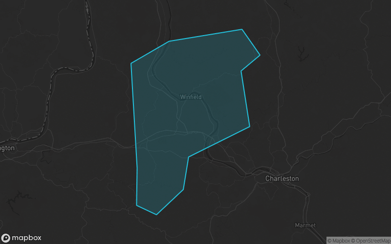 Map of Putnam County, West Virginia showing the county boundary and surrounding cities