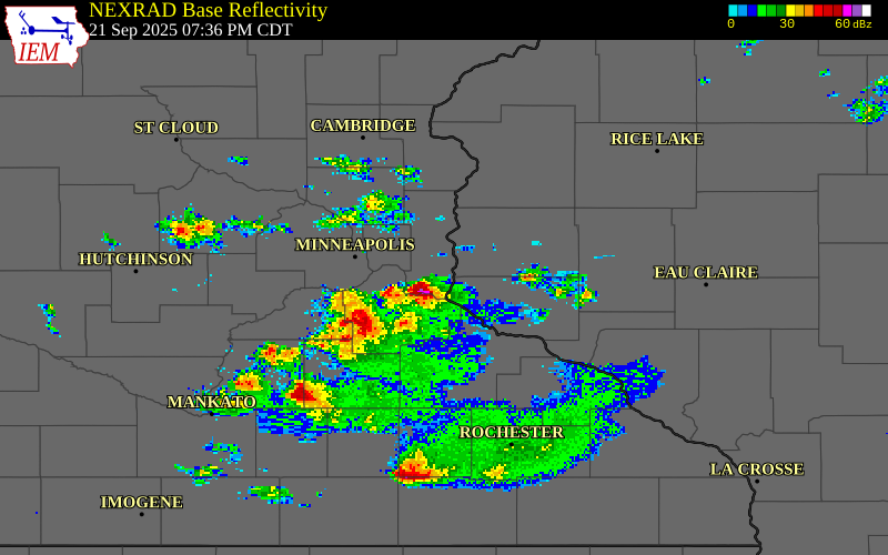 NEXRAD radar during the Sunday, September 21, 2025 storm activity in Pierce County, Wisconsin