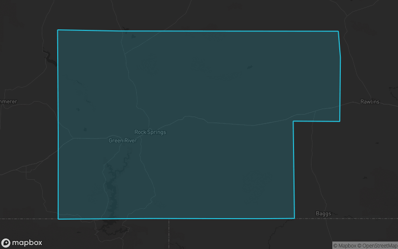 Map of Sweetwater County, Wyoming showing the county boundary and surrounding cities